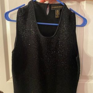 Black shimmery Sleeveless little button in the back